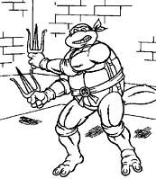 coloriage la tortue ninja et ses armes